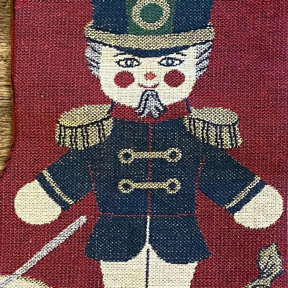 2 Vintage‎ Needlepoint Christmas Stockings Decorations Mantle Decor